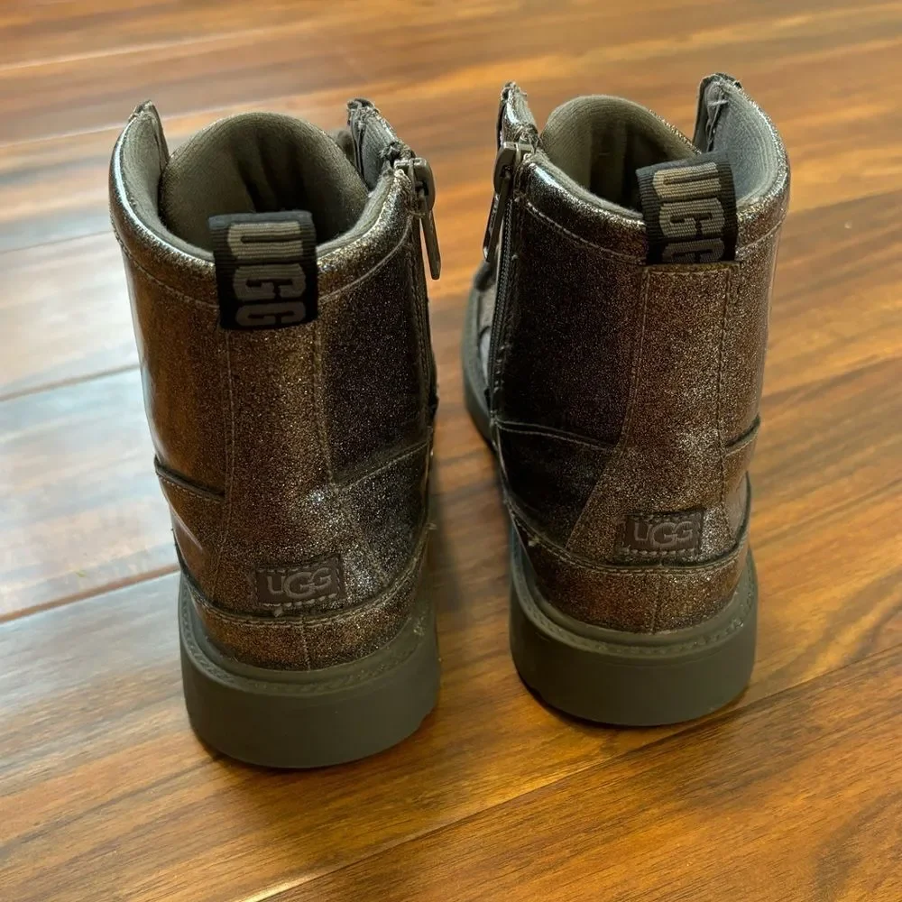 UGG Robley Glitter Grey Sparkle Combat Boots